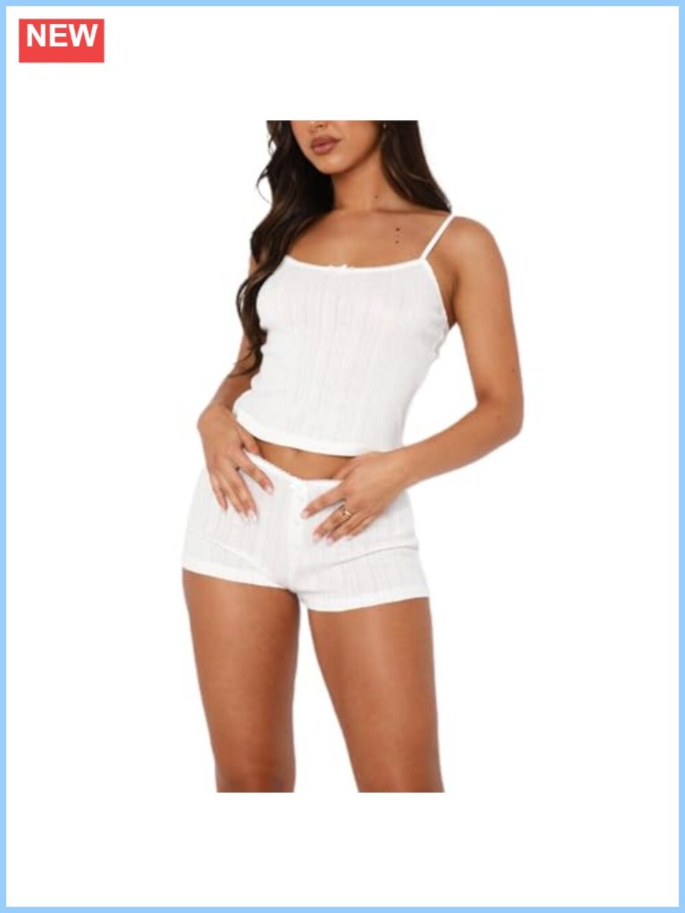 Lace Trim Cami and Shorts Lounge Set Scoop Neck Pajama 2 Piece